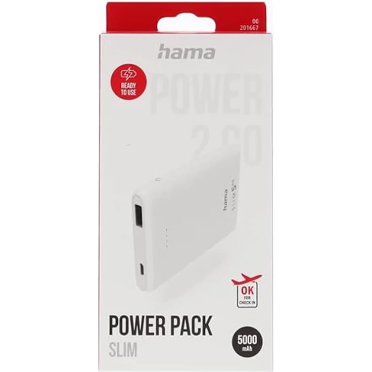 Hama Power Pack ''SLIM 5HD'' 5000mAh, Ausgang: USB-A, Weiß (201667) – Bild 3