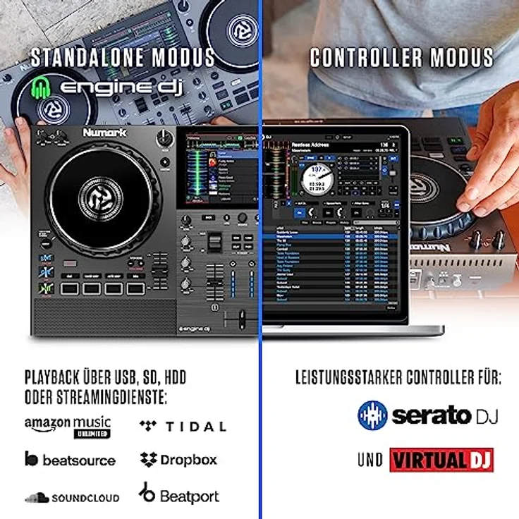 Numark Mixstream Pro Go - Standalone DJ-Controller mit Akku, DJ-Mixer, Lautsprechern, Amazon Music Unlimited, WLAN, Touchscreen, kompatibel mit Serato DJ – Bild 3