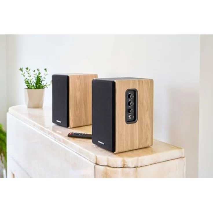 Thomson WS902DUO, Bluetooth 2 Regallautsprecher in Holz braun, 150 W, mit TV-Audio-, optischem und RCA-Eingang, Höhen- und Basseinstellungen – Bild 2