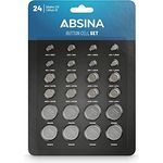 ABSINA 24er Pack Alkaline & Lithium Knopfzellen - 2X AG1 / 2X AG3 / 4X AG4 / 4X AG10 / 4X AG13 / 2X CR2016 / 2X CR2025 / 4X CR2032-1,5V & 3V Knopfzelle Sortiment auslaufsicher - Knopfbatterien