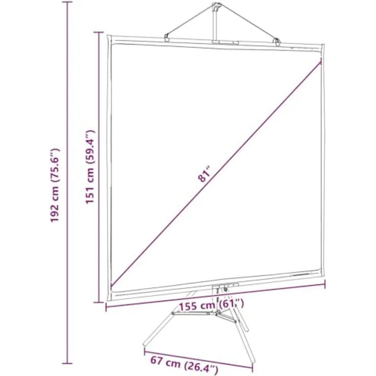 vidaXL Beamer Leinwand mit Stativ 81 Zoll 1:1, Projektionswand aus 100% Polyester, tragbar und langlebig – Bild 3