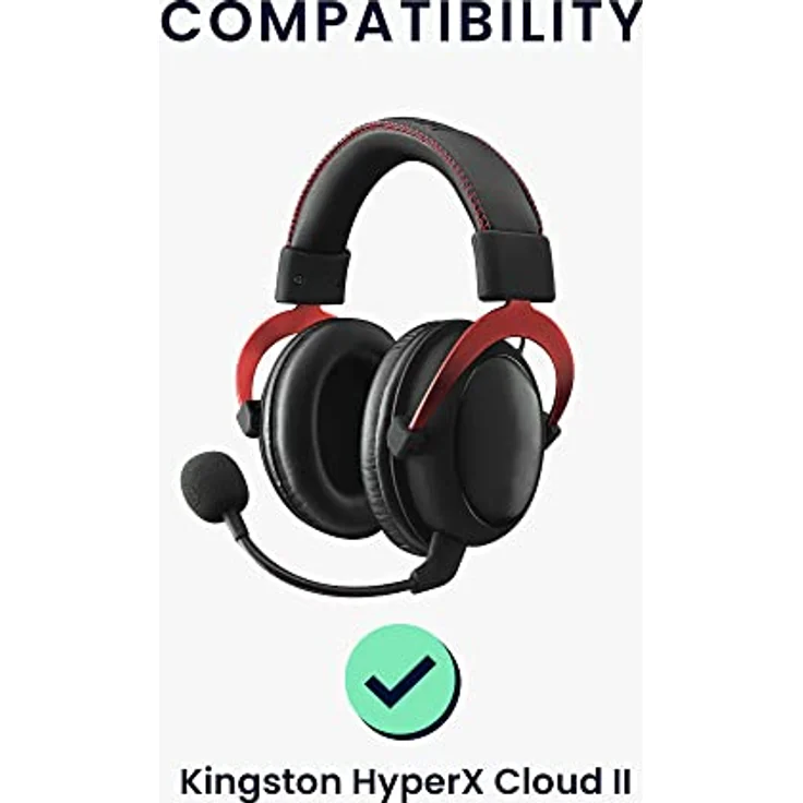 kwmobile 2X Ohrpolster kompatibel mit Kingston HyperX Cloud II/Cloud 2 / Cloud 1 - Kopfhörer Polster aus Kunstleder für Over Ear Headphones, Schwarze Lederoptik – Bild 2