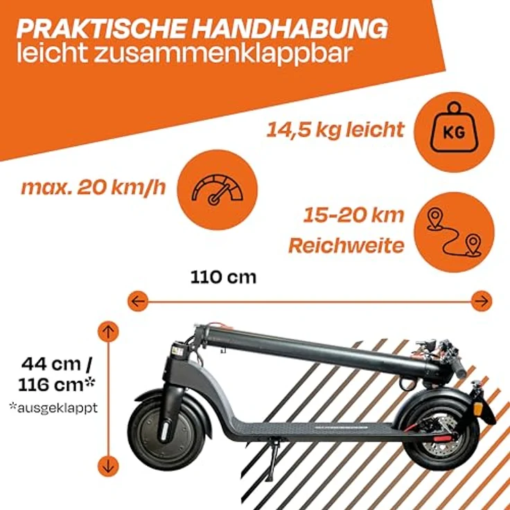 Scoot One Elektroscooter E 7 - E Scooter mit Straßenzulassung - herausnehmbarer Akku - 15-20 km Reichweite, 20 km/h, in schwarz – Bild 5