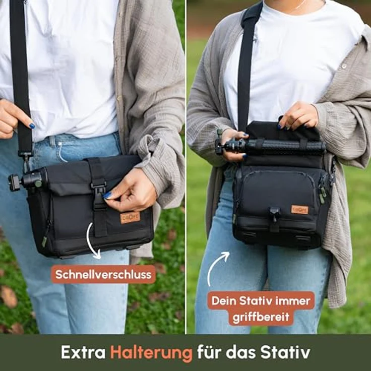 C-Rope Kameratasche V3, Umhängetasche für DSLR mit wasserfestem Design, Schwarz – Bild 6