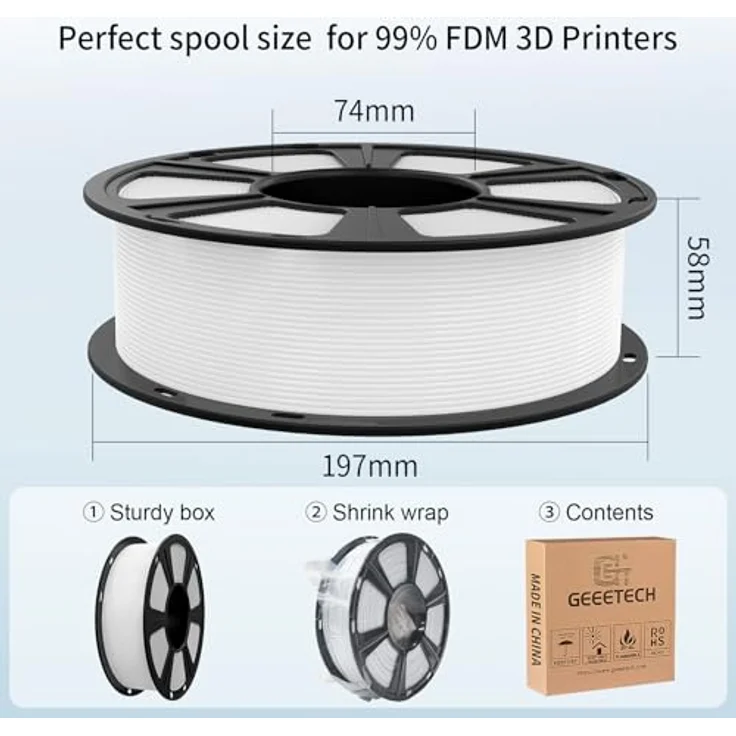 GEEETECH PLA Filament 1.75mm, 1kg Spule in Grün, ohne Verunreinigungen – Bild 3