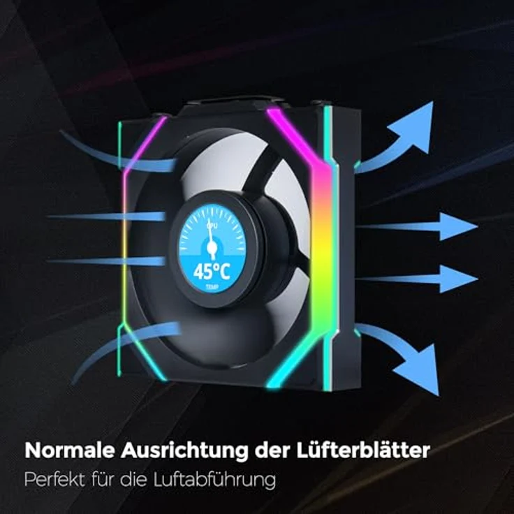 Lian Li UNI FAN SL Wireless LCD Lüfter, ARGB, PWM - 120 mm, schwarz - leistungsstarker und leiser Gehäuselüfter – Bild 2