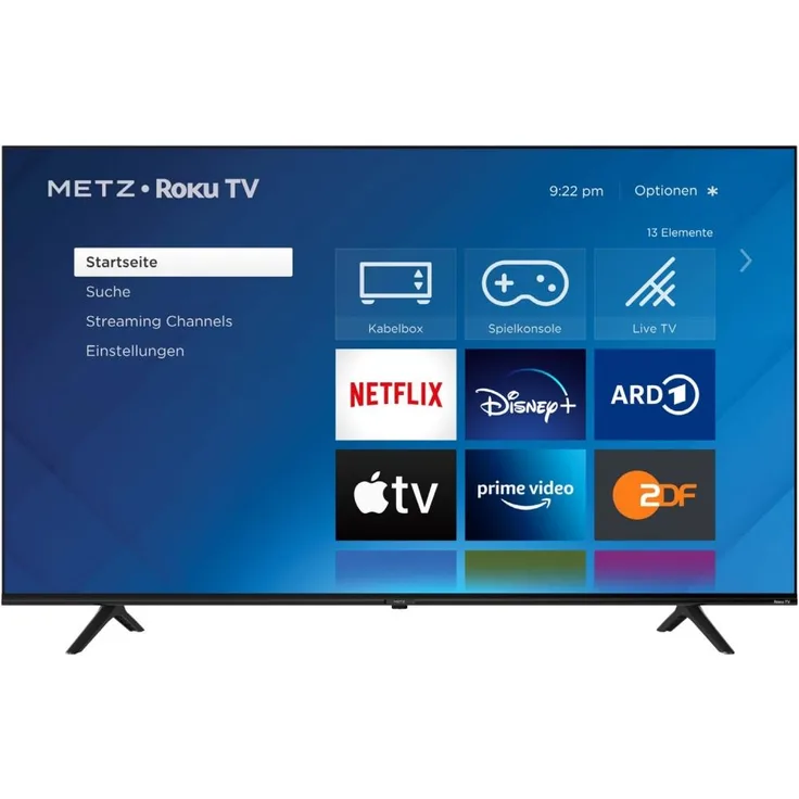 Metz MUF6001, 55 Zoll DLED Smart-TV mit 4K UHD, HDR10, WLAN und Roku, Schwarz