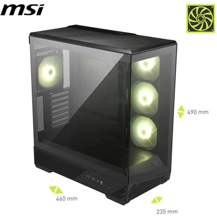 MSI GEH Midi MAG PANO 130R PZ, PC Gehäuse mit 270-Grad-Panoramabildschirm, für mATX/ATX/Mini-ATX, Schwarz – Bild 2