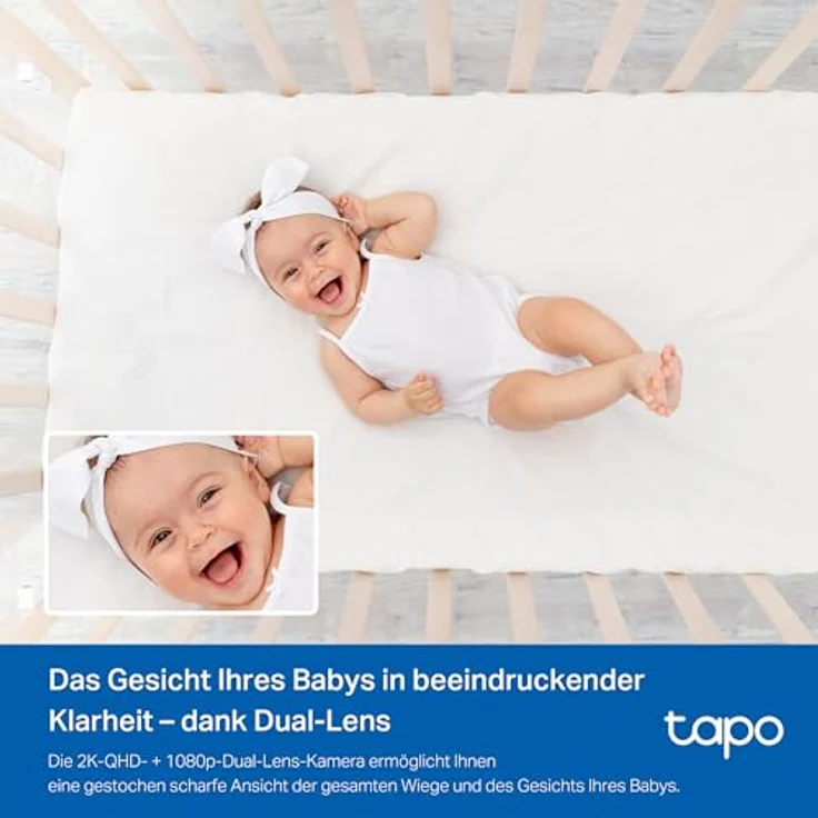 TP-Link Tapo C840 BabyCam, Netzwerkkamera mit Doppellinse, 2560 x 1440 Pixels, Bewegungserkennung, Schlafanalyse, Nachtlicht, Smart-Home-kompatibel, Weiss – Bild 5