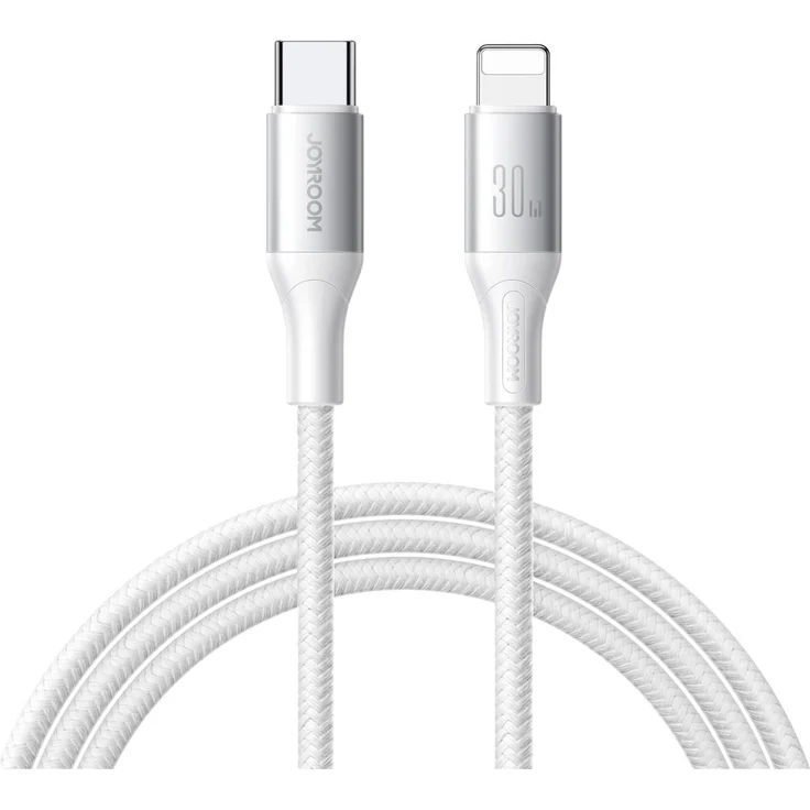 Joyroom S-A28 Flash Series, 30W USB-C auf iPhone Kabel mit 2m Länge, weiß, robuste Aluminiumstecker, 480 Mbps Datenübertragung