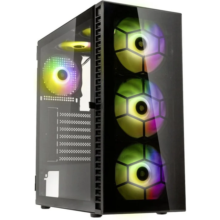 Kolink PC-Gehäuse Kolink Observatory HF Glass Schwarz, Midi-Tower mit 2 Vorinstallierten LED und exzellentem Airflow – Bild 1