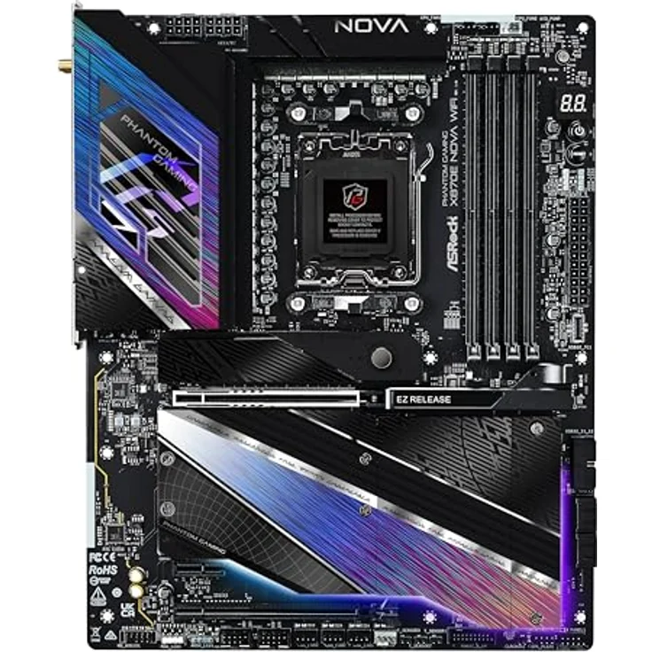 ASRock Phantom Gaming X870E Nova 90-MXBPX0-A0UAYZ, ATX Mainboard mit AMD RYZEN 9000 Serie Unterstützung, schwarz – Bild 2