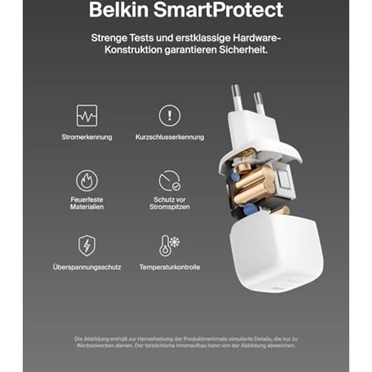 Belkin kompaktes USB Ladegerät 45 W mit USB-C-Kabel, Schnellladen für iPhone 16/15/14, Samsung Galaxy S25/S24, Pixel 9, iPad, robust – Weiß – Bild 4