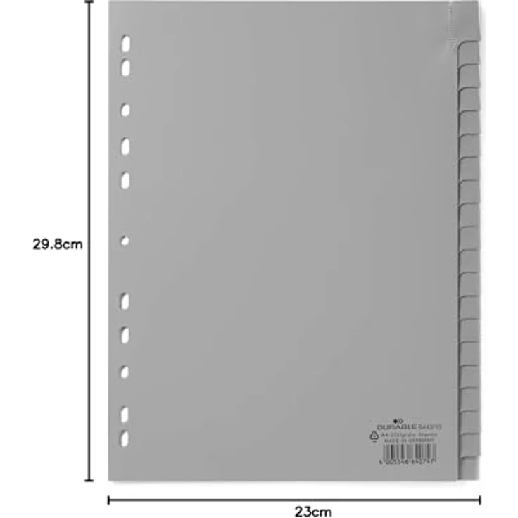 DURABLE Aktenordner, PP Werkstoff, mit glasklaren Taben, blanko, grau – Bild 4