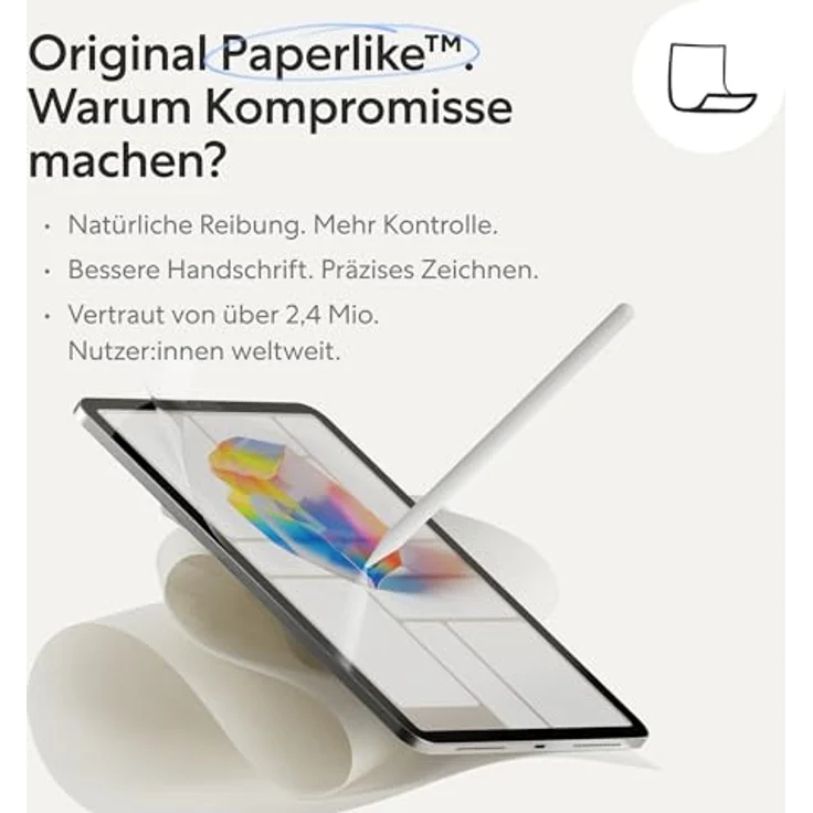 Paperlike 3 Folie (2x) für iPad Air 13” (2024/25) & iPad Pro 13” (2024) – Echtes Papiergefühl, blasenfreie Butterfly-Installation, schützt Apple Pencil-Spitze – Bild 3