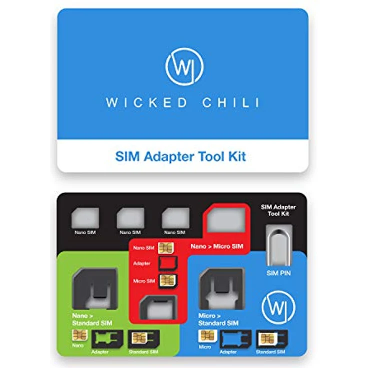 Wicked Chili 8in1 Multi Sim-Card Tool für alle Sim-Karte, mit 3 SIM-Adaptern, Aufbewahrungsfach für 3 Nano und 1 Micro SIM-Karte und SIM-Nadel, Travel Kit im Kreditkartenformat – Bild 7
