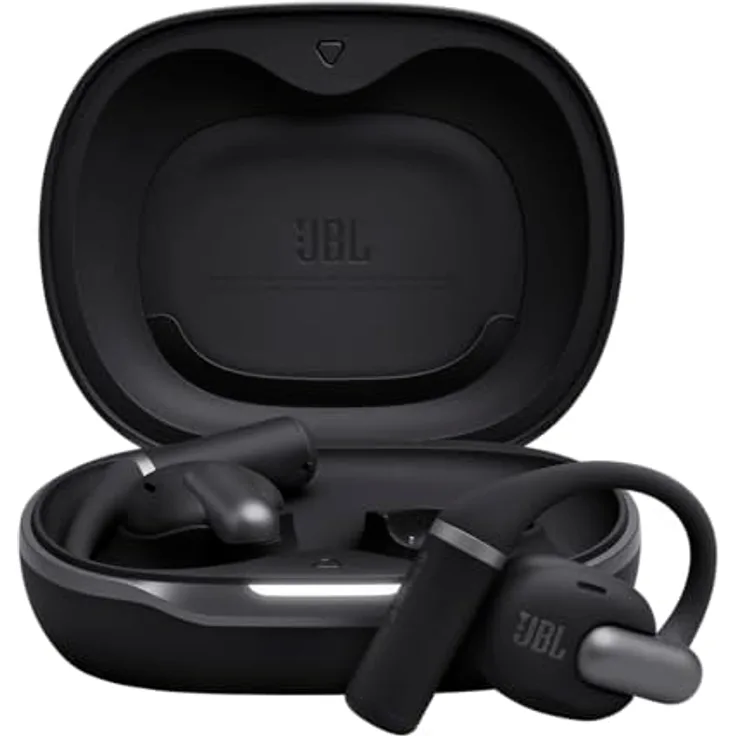 JBL Sense Pro, kabellose Open-Ear-Kopfhörer mit Hi-Res Audio, 38 Stunden Spielzeit, 4 Mikrofonen, IP54 wasserdicht, Spatial Sound, Schwarz