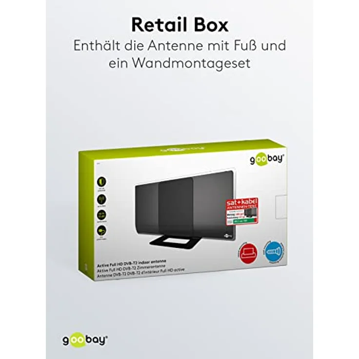 DVB-T2 Antenne aktiv mit Verstärker HDTV - Full HD Zimmerantenne (DAB - DVB-T) – Bild 5