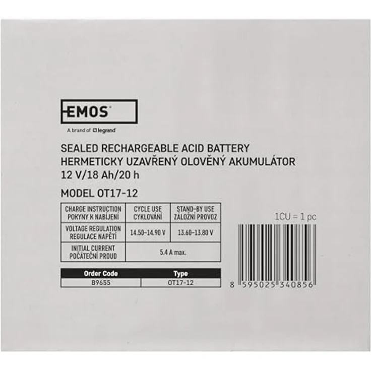 EMOS Wartungsfreier Bleiakku 12V 18Ah AGM Batterie für Notbeleuchtung Alarmsysteme USV-Geräte Ventilgesteuert Sicherheitsventile 181x77x167 mm – Bild 5
