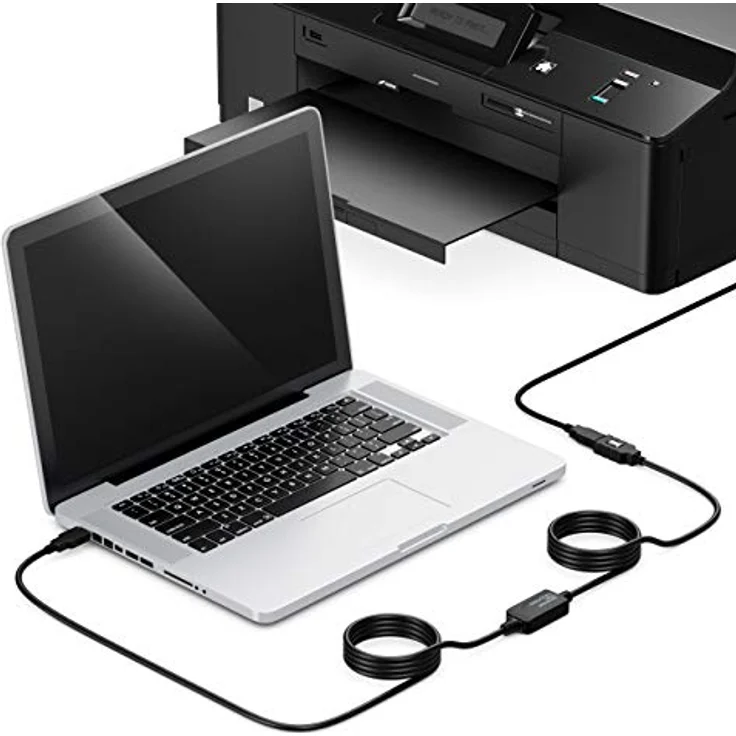 deleyCON 15m Aktives USB 2.0 Kabel, Verlängerung mit Signalverstärker für PC, Drucker und Scanner, schwarz – Bild 5