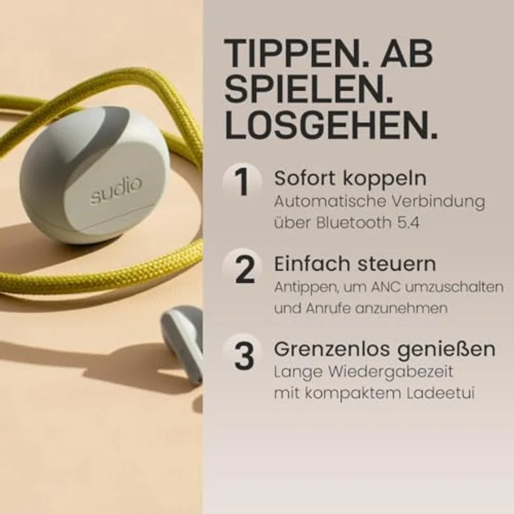 sudio A3 Pro, True Wireless Kopfhörer mit Noise Cancelling, Bluetooth 5.4, 25h Spielzeit, USB-C Ladecase, Blau – Bild 5