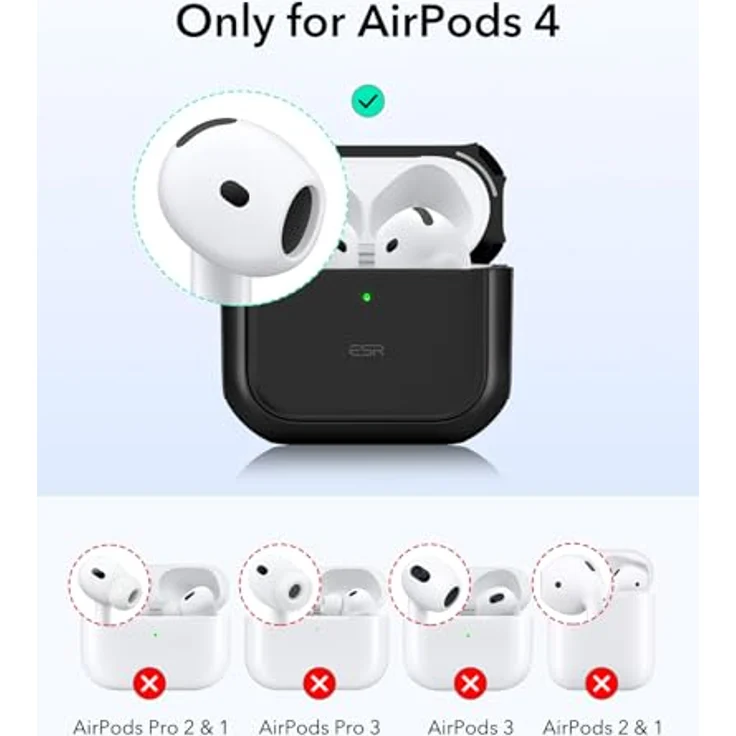 ESR Orbit Hybrid Hülle für AirPods 4 Gen (2024), Schwarz, mit Handschlaufe, magnetischem Deckel und kabellosem Laden, MagSafe bereit, hybrider Sturzschutz – Bild 2
