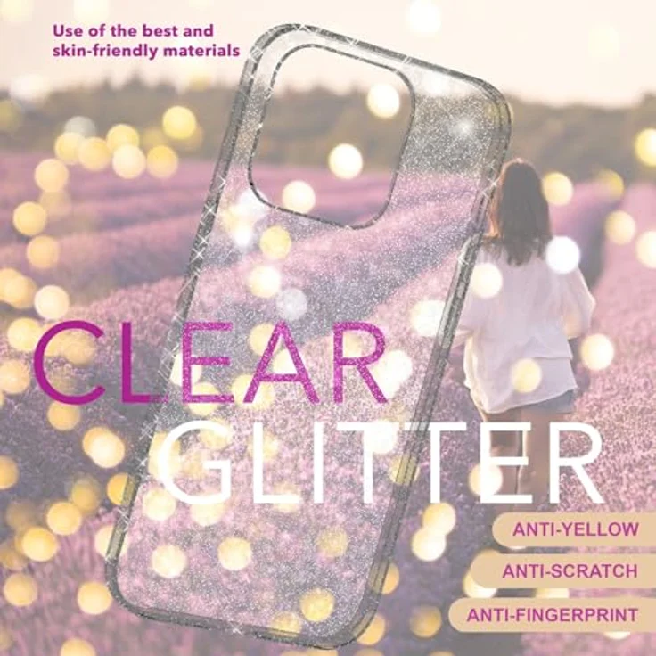 Nalia Klare Glitzer Silikon Hülle für Apple iPhone 16 Pro Max, Transparent mit Nano Glitter-Sternchen und stoßfestem TPU-Silikon – Bild 3