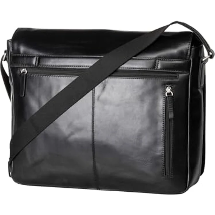 Jost Umhängetasche Skagen L, Messenger Bag aus edlem Vollrindsleder mit vielen Fächern, Schwarz – Bild 2