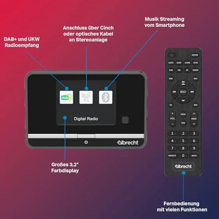 Albrecht DR 521 DAB+/UKW Radio-Tuner mit Farbdisplay und Bluetooth Musik-Streaming – Bild 2