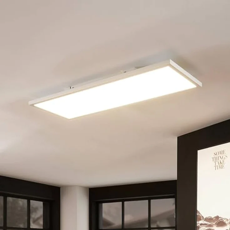 Arcchio Lindby LED Panel/Deckenleuchte 80 x 30 cm, CCT dimmbar & RGB Backlight, 3.000–6.000K, Fernbedienung, Leuchtmittel, Nachtlicht, Weiß – Bild 3