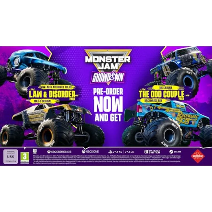 MILESTONE Monster Jam Showdown Day One Edition (Nintendo Switch), Rennspiel mit 1500 PS und 140 einzigartigen Truck-Versionen, inklusive "Law & Disorder Pack" und "The Odd Couple Pack" DLC – Bild 2