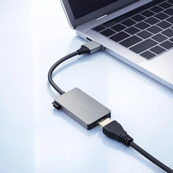 LogiLink UA0233A, USB 3.0 zu HDMI Adapter, Full HD bis 1080p/60 Hz, 0,15 m, grau, vergoldet – Bild 3