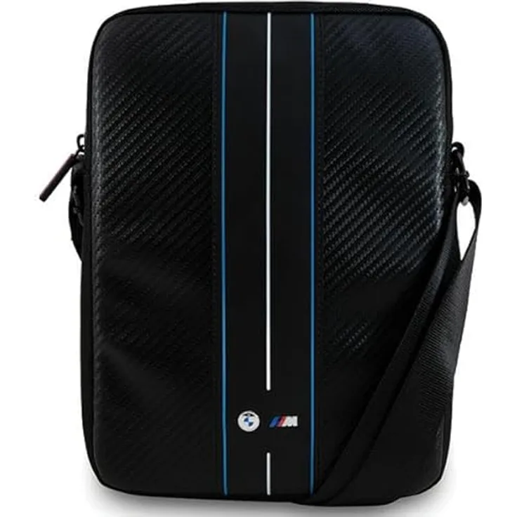 BMW Torebka BMTB10COMSCAKL, Notebooktasche für 10" Tablets, Nylon/Öko-Leder, schwarz mit Carbon Blue Stripes