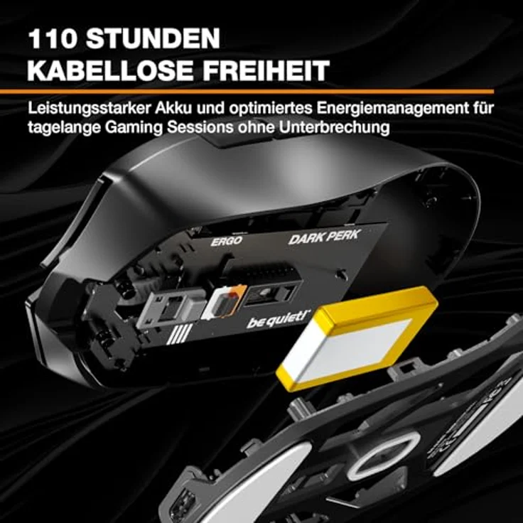 be quiet! Dark Perk Ergo, PC Maus mit 32.000 DPI, 8.000 Hz Abtastrate, PixArt PAW3950 Sensor und extrem langer Akkulaufzeit – Bild 3