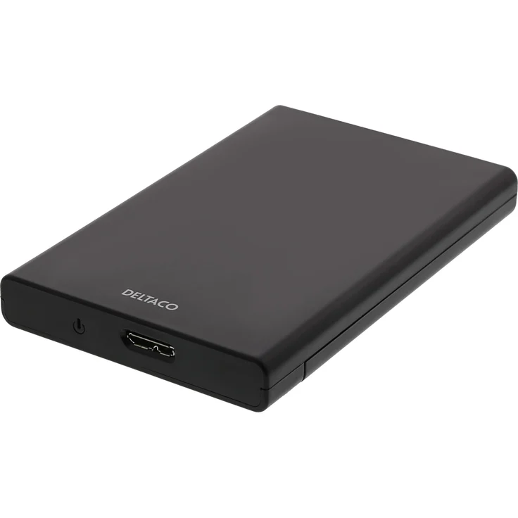 Deltaco 2.5" SATA Festplattengehäuse, Aluminiumgehäuse für SSD/HDD, Schwarz