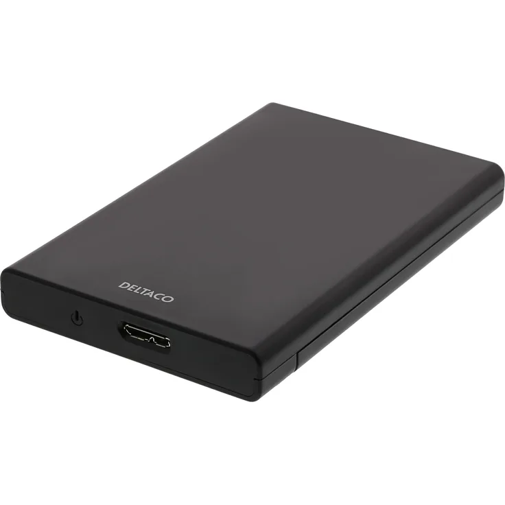 Deltaco 2.5" SATA Festplattengehäuse, Aluminiumgehäuse für SSD/HDD, Schwarz