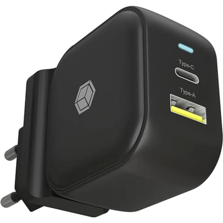 ICY BOX IB-PS106-PD, 38W 2-Port USB-C und USB-A Ladegerät mit Power Delivery und Quick Charge 3.0 für iPhone, iPad, Handy, Tablet und Laptop, Reiseadapter – Bild 1