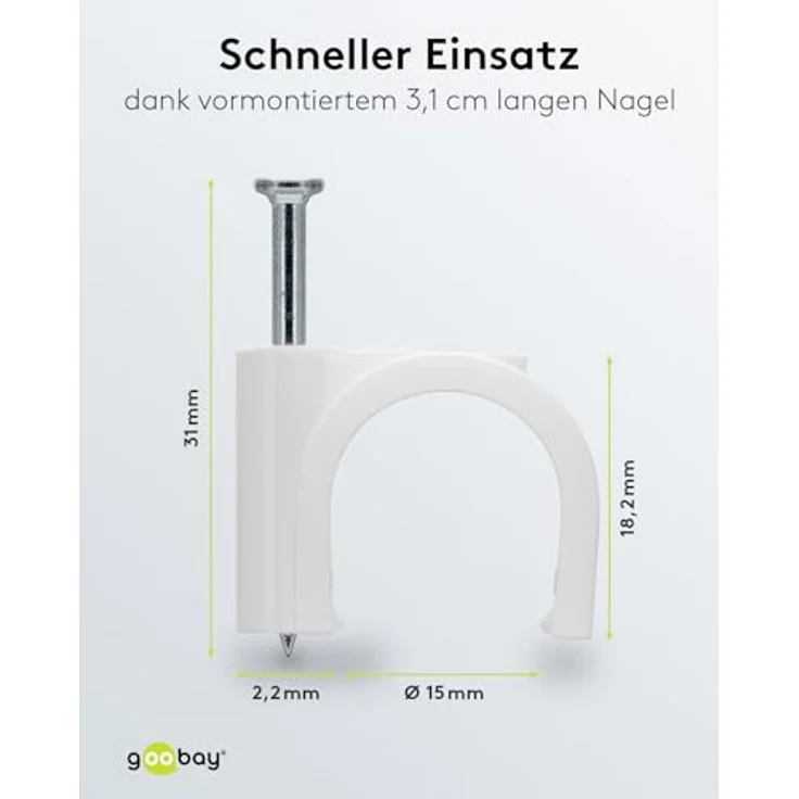 Goobay 17085 Kabelschelle für Kabel mit Kabeldurchmesser bis max. 16,0 mm weiß (100 Stück) – Bild 3