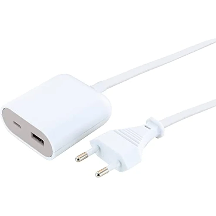 SCHWAIGER 658699 USB Ladeadapter Verlängerungskabel Type C USB 2.0 Ladegerät Ladeverlängerung Eurostecker 2,5 m weiß/grau – Bild 2