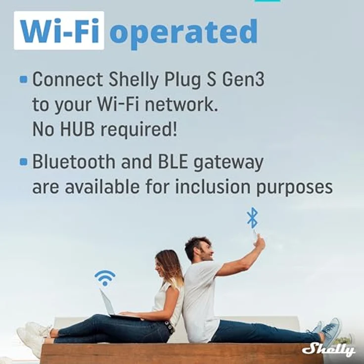 Shelly Plug S MTR Gen3 Schwarz, Matter-zertifizierte intelligente Steckdose mit Stromüberwachung und mehrfarbiger LED-Anzeige, iOS Android APP-Fernbedienung, Google Home und Alexa-Zubehör, Timer – Bild 2