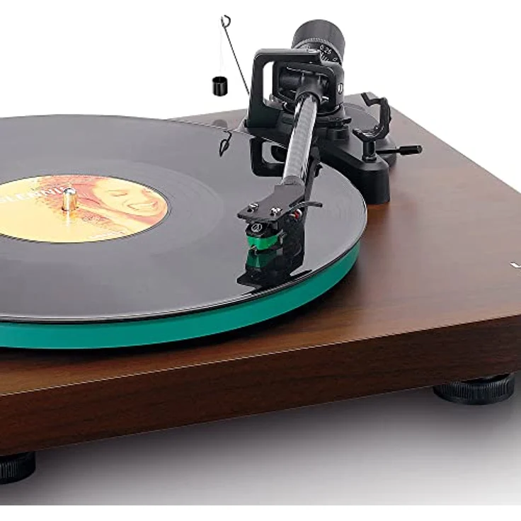 Lenco LBT-225WA - Plattenspieler mit Riemenantrieb, Bluetooth® und Anti-Skating - Schallplattenspieler mit Plattenteller aus Glas - Dunkelbraun – Bild 5