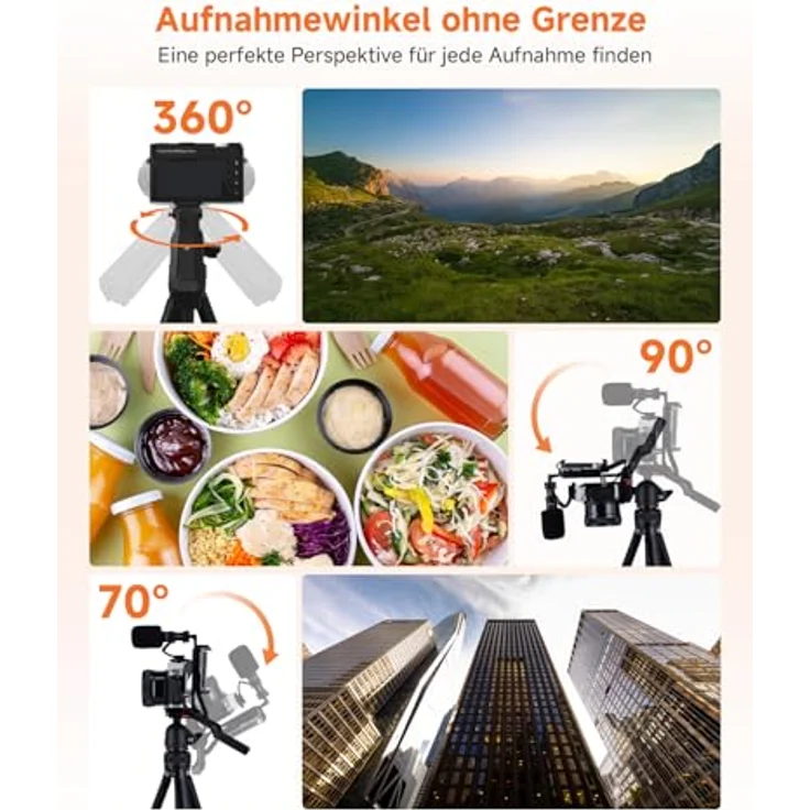 Rollei Compact Creator Stativ, 152cm Reisestativ aus Aluminium mit integrierter Handy-Halterung, Fernauslöser und 360° Kugelkopf für DSLR und Smartphones – Bild 5