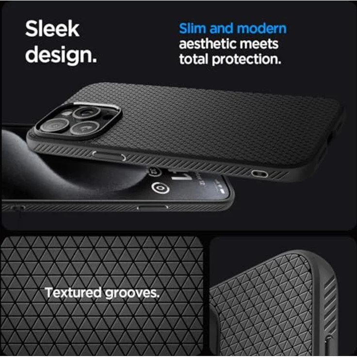 Spigen iPhone 15 Pro Liquid Air Case - Handyhülle Schutzhülle Cover Dünn Slim - Schwarz – Bild 3