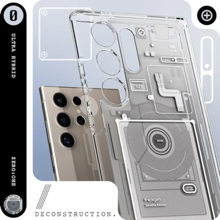 Spigen Ultra Hybrid Zero One Hülle Kompatibel mit Samsung Galaxy S24 Ultra -Zero One Weiß, PC Platte, TPU-Rahmen, Air Cushion Technologie – Bild 3