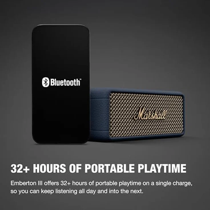 Marshall Emberton III Tragbarer Bluetooth-Lautsprecher mit über 32 Stunden Akkulaufzeit, staub- und wasserdicht, Mitternachtsblau – Bild 4