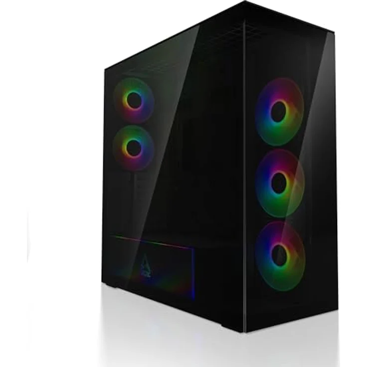Arctic Cooling ACPCC00015A, Midi Tower PC-Gehäuse mit Sichtfenster, ATX-Unterstützung, Schwarz, max. 355 mm Grafikkartenlänge, fünf Lüfterplätze, vorinstalliertes Netzteil – Bild 1