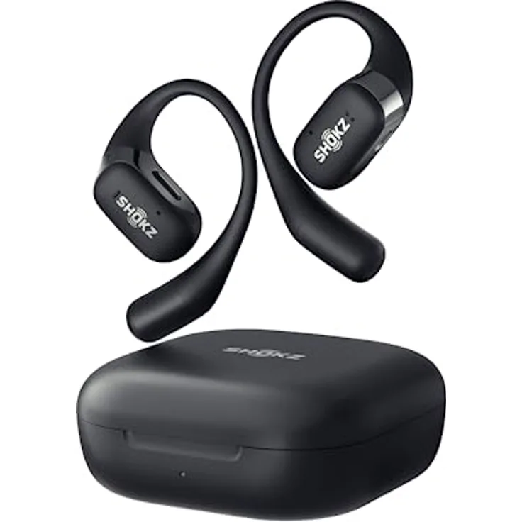 SHOKZ OpenFit True Wireless Earbuds (TWS), Open Ear Bluetooth Kabellose Kopfhörer, Audio-Exzellenz mit OpenBass Algorithmus, 28 Stunden Laufzeit, Begleiter bei Büroarbeit/Freizeit/Sports, Schwarz
