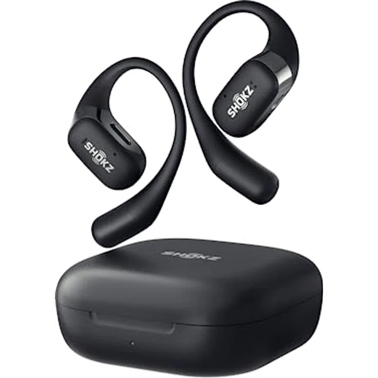 SHOKZ OpenFit True Wireless Earbuds (TWS), Open Ear Bluetooth Kabellose Kopfhörer, Audio-Exzellenz mit OpenBass Algorithmus, 28 Stunden Laufzeit, Begleiter bei Büroarbeit/Freizeit/Sports, Schwarz – Bild 1