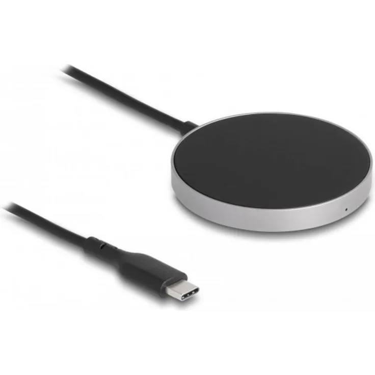 Delock Induktions-Ladegerät 1.25A 66467, kabelloses Ladepad mit 1x USB-C®, Schwarz, unterstützt schnelles Laden bis 15 Watt