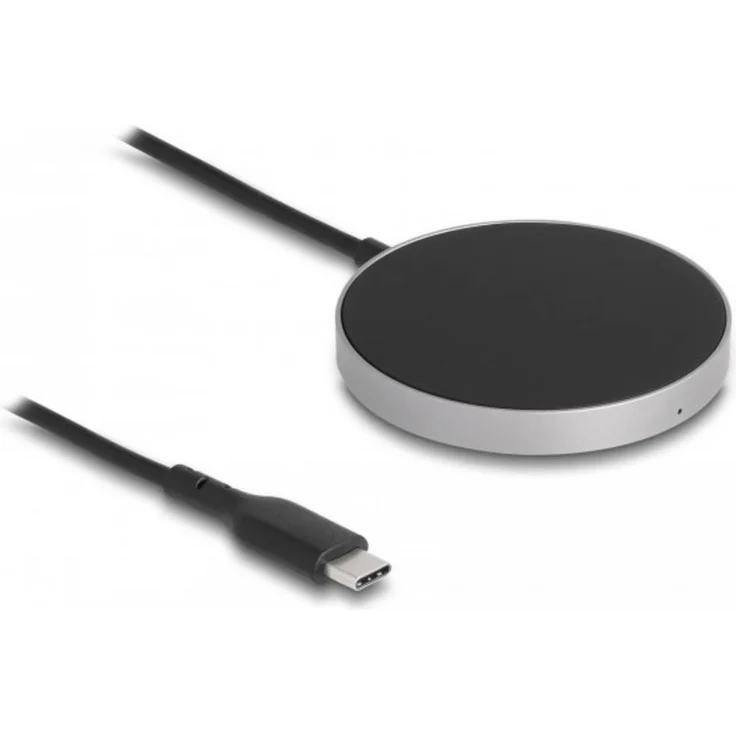 Delock Induktions-Ladegerät 1.25A 66467, kabelloses Ladepad mit 1x USB-C®, Schwarz, unterstützt schnelles Laden bis 15 Watt